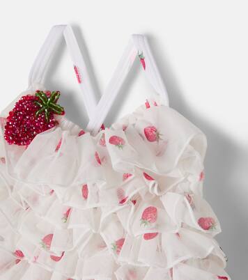 Baby beaded printed ruffled swimsuit | Monnalisa