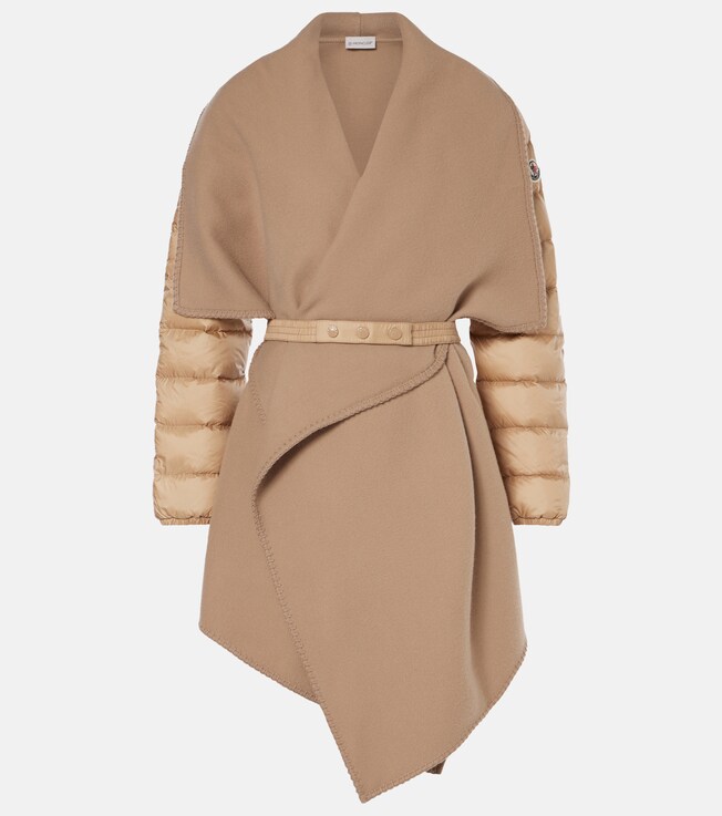 Down-paneled wool-blend coat | Moncler
