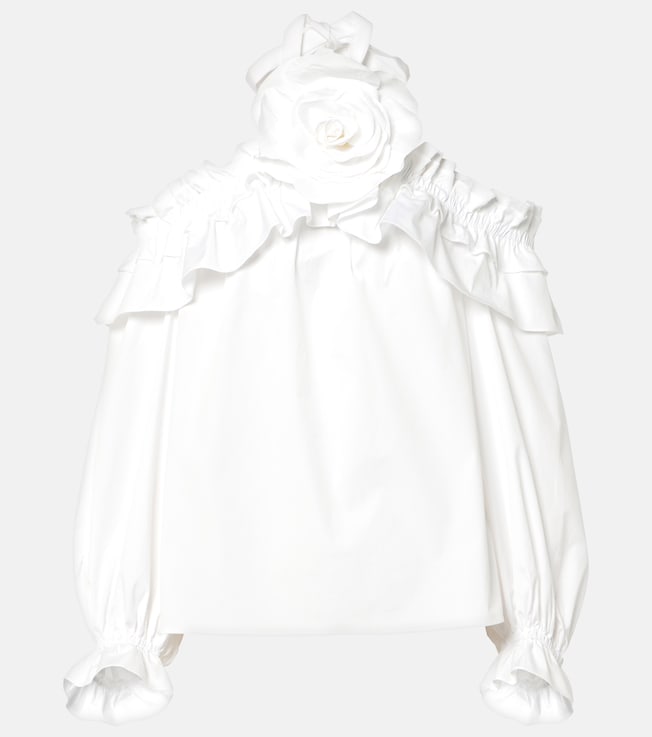 Floral halterneck cotton-blend top | Carolina Herrera