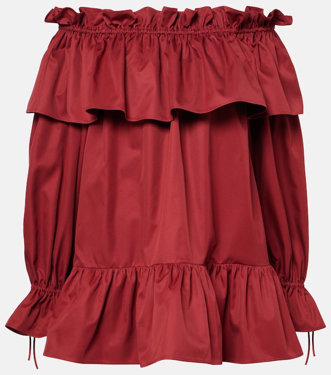 Ruffled cotton twill minidress | Saint Laurent