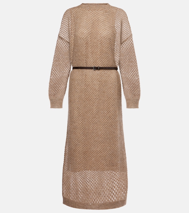 Belted knitted midi dress | Brunello Cucinelli