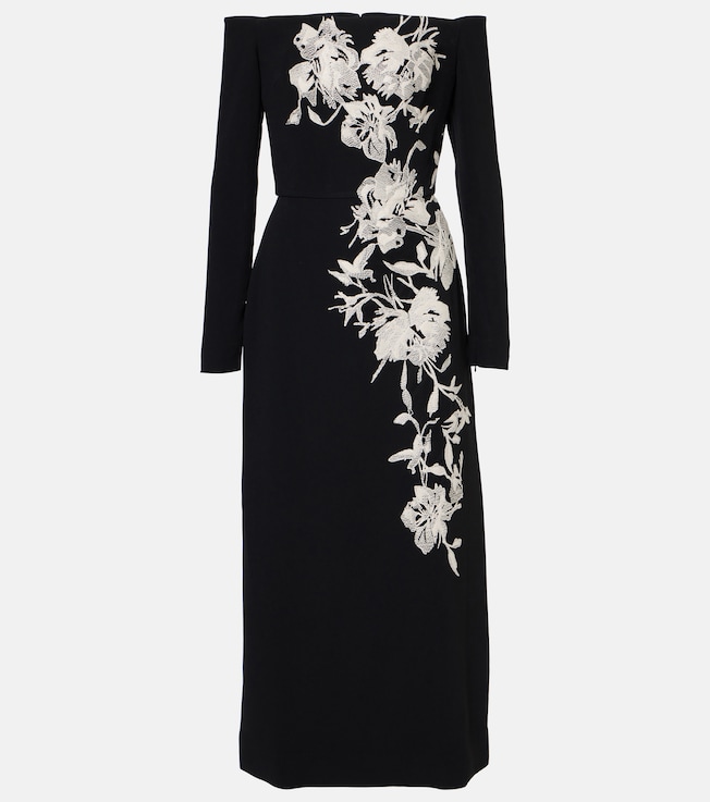 Embroidered off-shoulder midi dress | Elie Saab