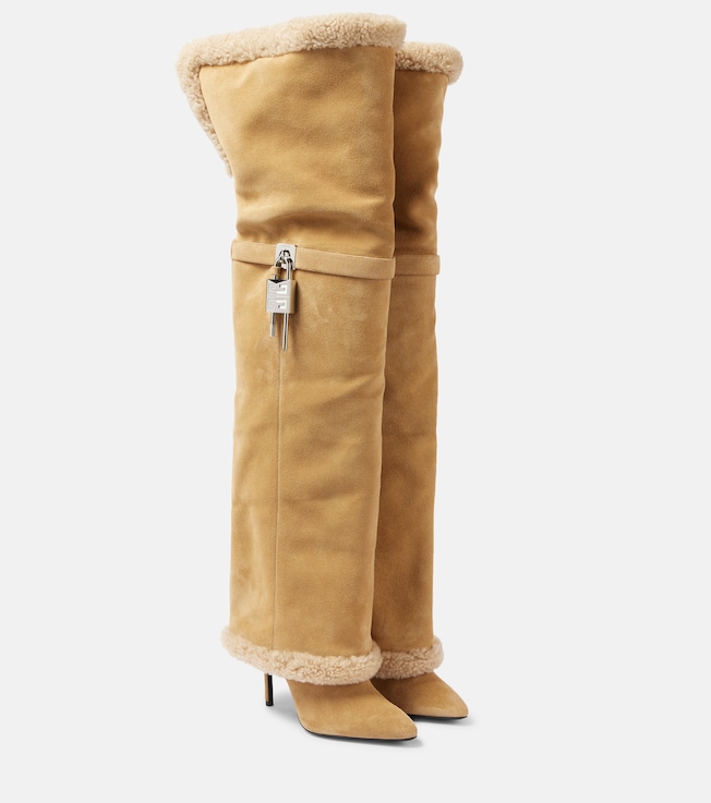 Shark Lock Stiletto suede over-the-knee boots | Givenchy
