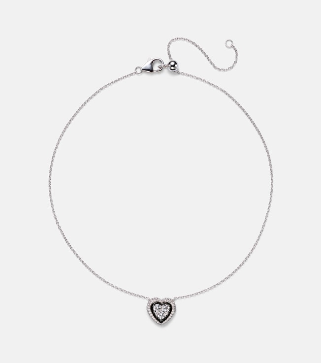 Heart 18kt white gold pendant necklace with diamonds | Kamyen