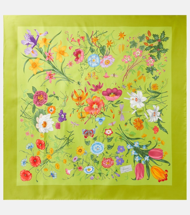 Floral silk twill scarf | Gucci