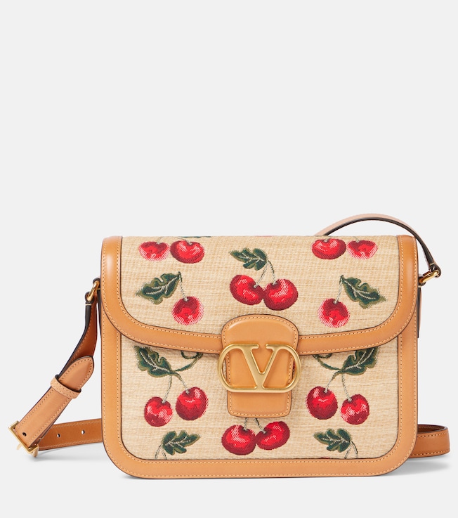 9TO5 Cherryfic raffia-effect shoulder bag | Valentino Garavani