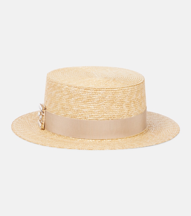 Très Vivier embellished raffia boater hat | Roger Vivier