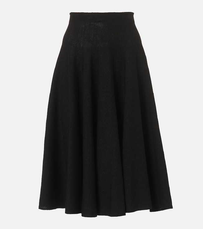 Jaliah linen and cotton-blend midi skirt | The Row