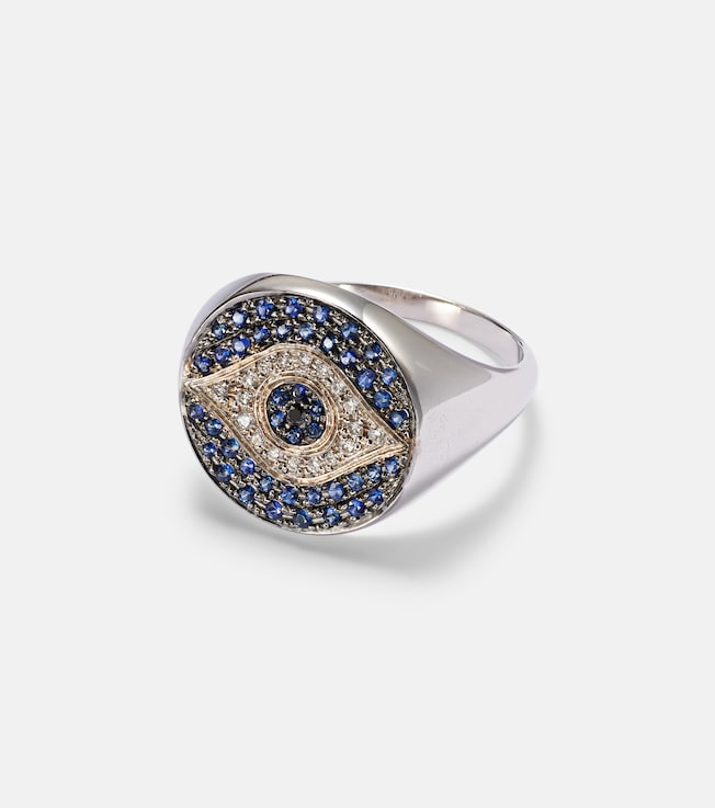 Dawn Chevalier 18kt gold ring with diamonds and sapphires | Ileana Makri