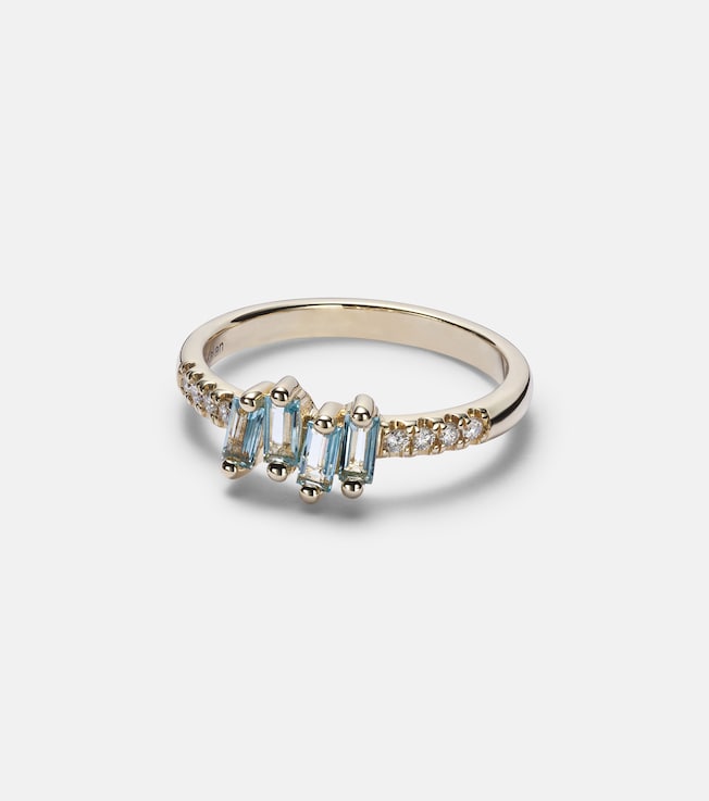 14kt gold ring with diamonds and topaz | Suzanne Kalan