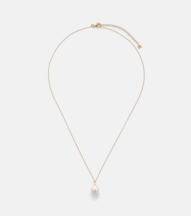 Dot 14kt gold necklace with diamond and pearl | Mateo