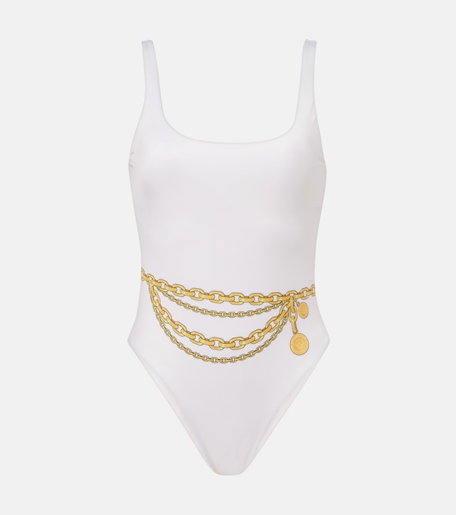 Chain-detail printed swimsuit | Versace
