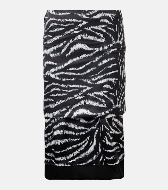 Zebra-print satin midi skirt | The Attico