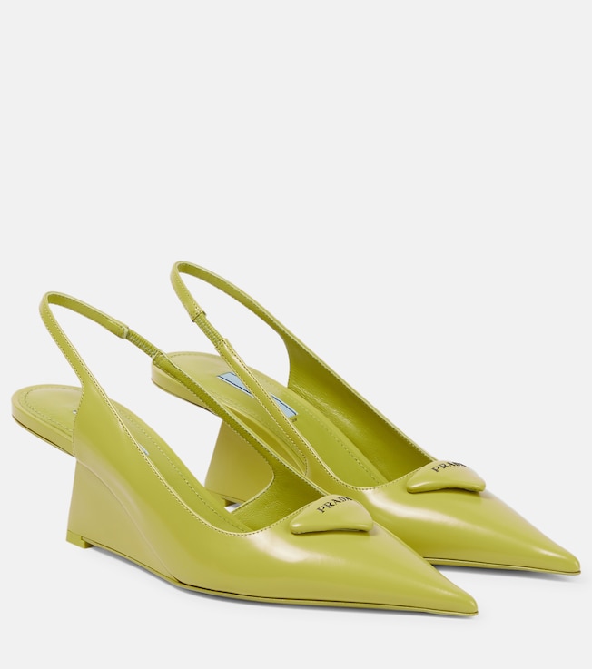 Logo slingback leather pumps | Prada