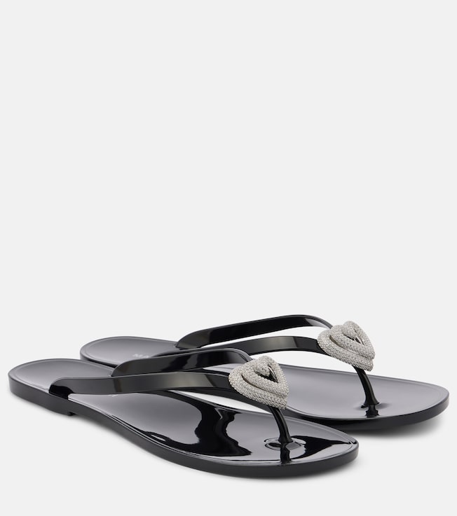 Double Heart embellished thong sandals | Mach & Mach