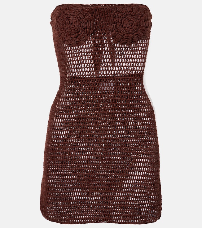 Floral crochet cotton bustier dress | Anna Kosturova