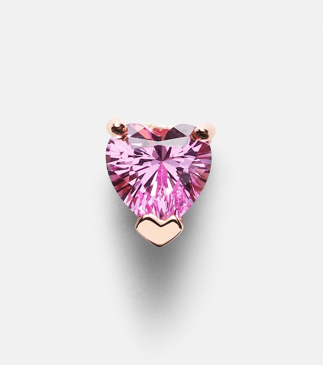 14kt rose gold single earring with pink sapphire         | Roxanne First