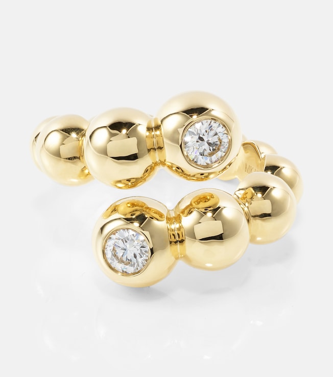 Audrey Large wrap 18kt gold ring with diamonds | Melissa Kaye