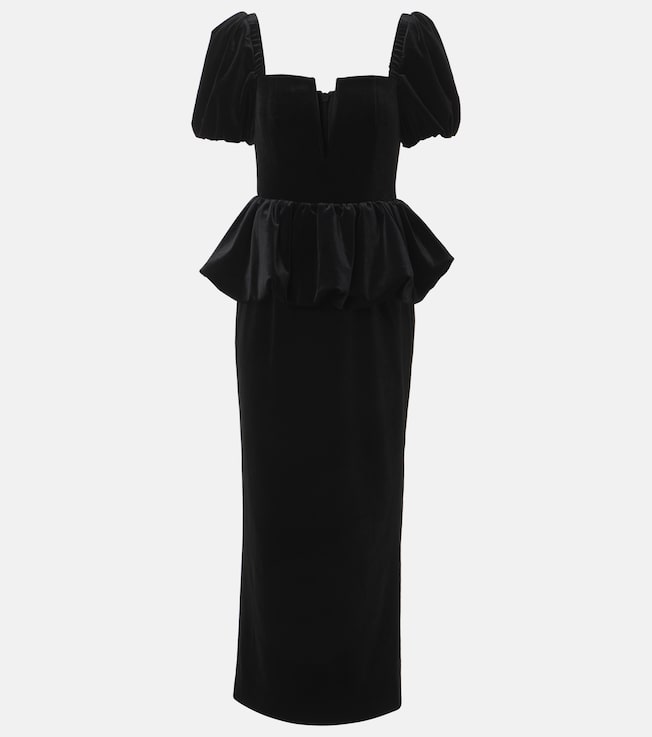 Peplum velvet midi dress | Self-Portrait