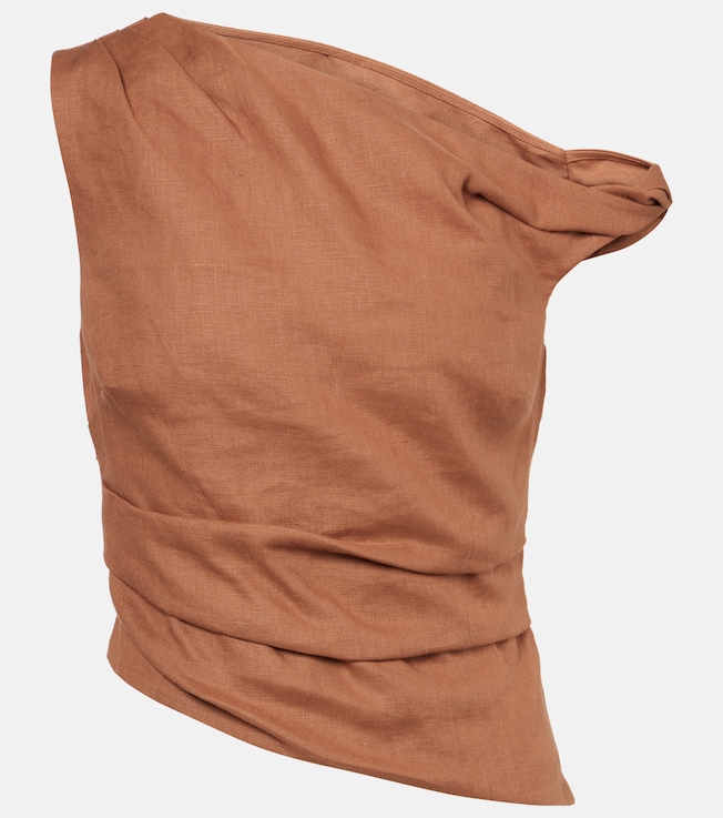 Asymmetric draped linen top | SIR