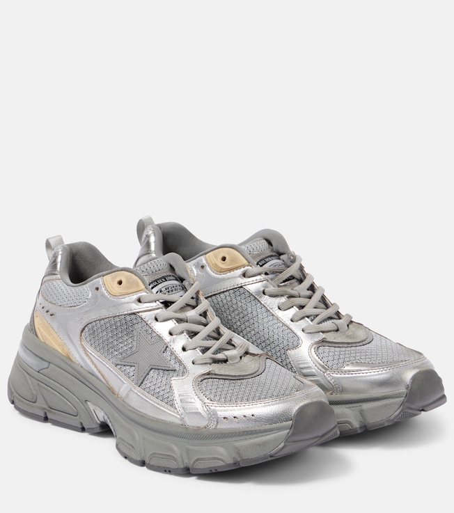Lightstar metallic leather and mesh sneakers | Golden Goose