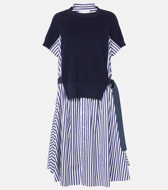 Striped cotton midi dress | Sacai