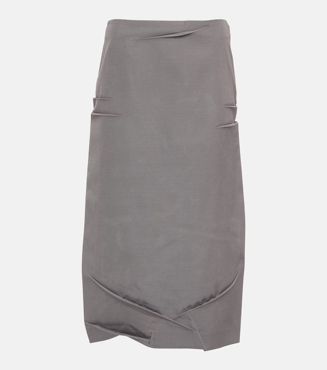 High-rise wool-blend midi skirt | Prada