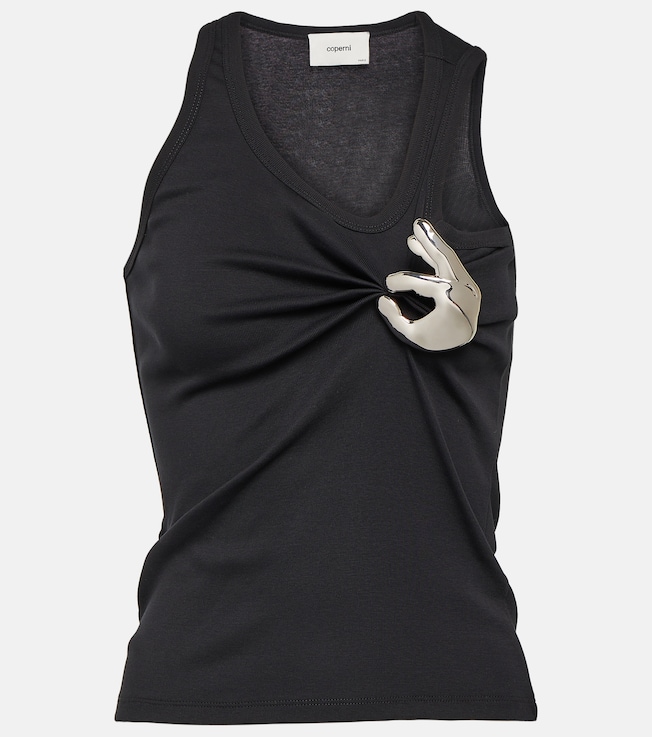 Emoji embellished cotton tank top | Coperni