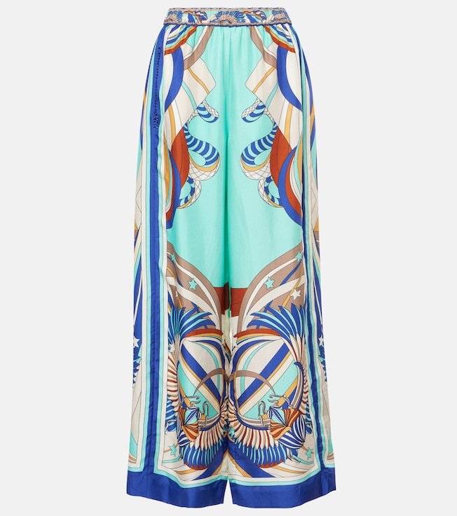 Printed silk satin palazzo pants | Camilla