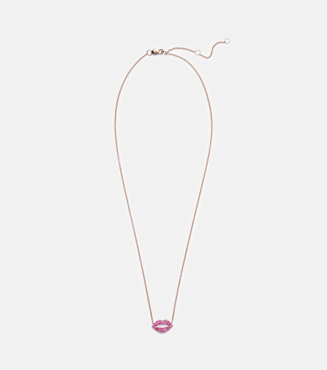 Scarlett Kiss 14kt rose gold necklace with pink sapphires | Roxanne First