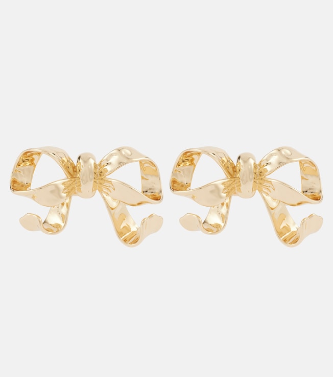 Bow 18kt gold-plated earrings | Self-Portrait