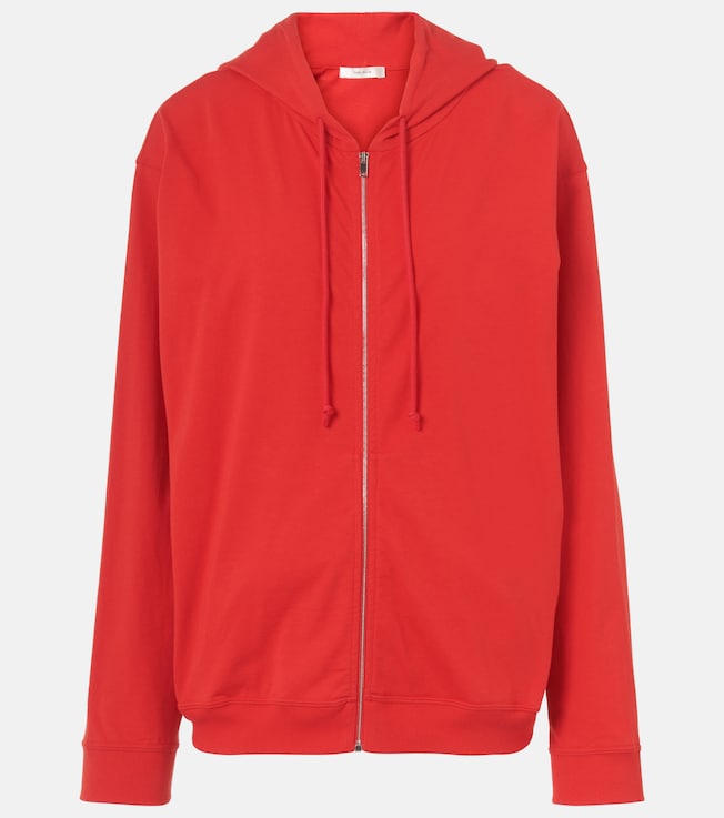Rosy cotton jersey zip-up hoodie  | The Row