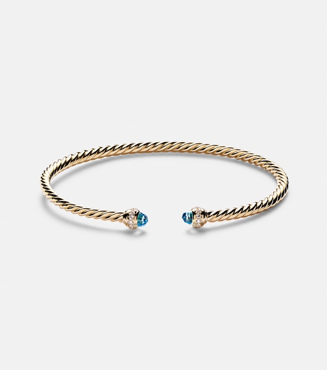Cablespira® Flex 18kt gold cuff bracelet with topazes and diamonds | David Yurman
