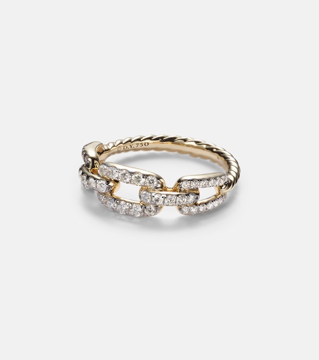Stax Chain Link 18kt gold ring with diamonds | David Yurman
