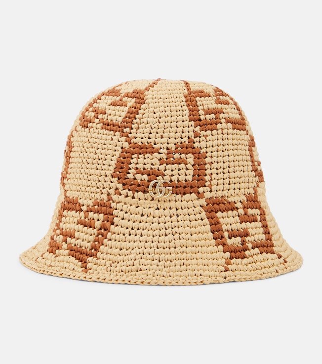 GG raffia-effect cloche hat | Gucci