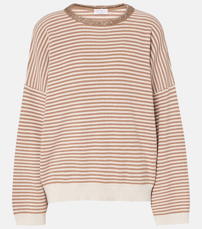 Monili striped cotton sweater | Brunello Cucinelli