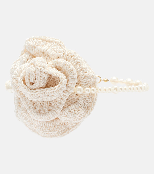 Crochet faux pearls sterling silver necklace | Magda Butrym