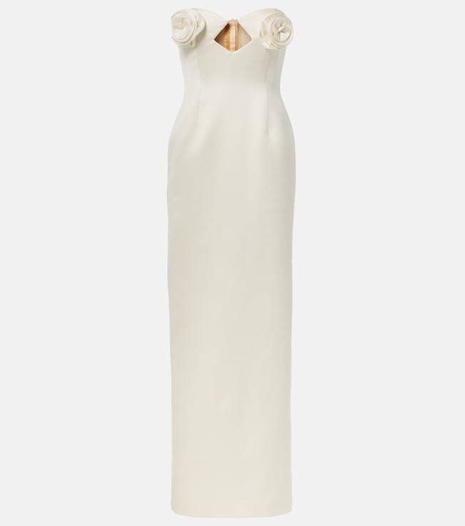 Floral-appliqué satin corset gown | Magda Butrym