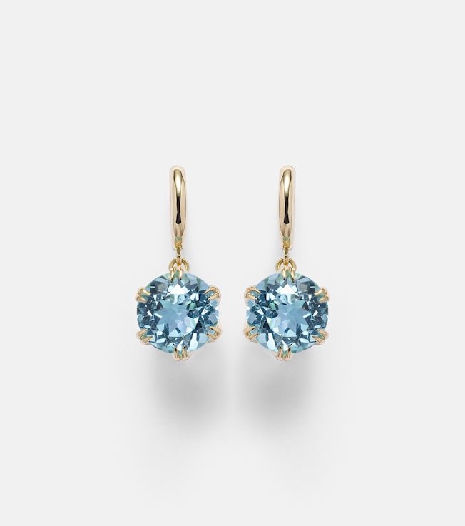 18kt gold hoop earrings with topaz | Ileana Makri