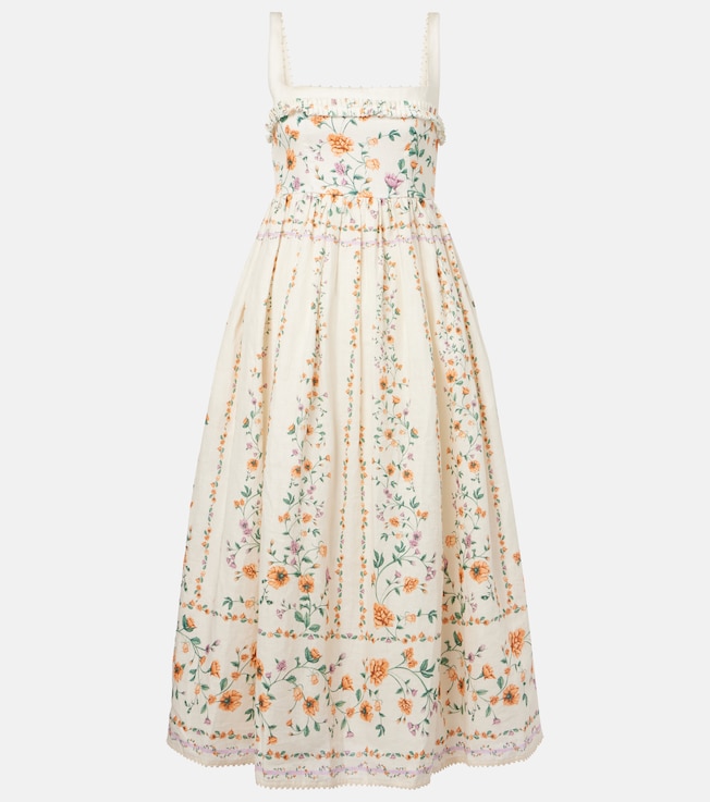 Barbara floral linen midi dress | Agua by Agua Bendita
