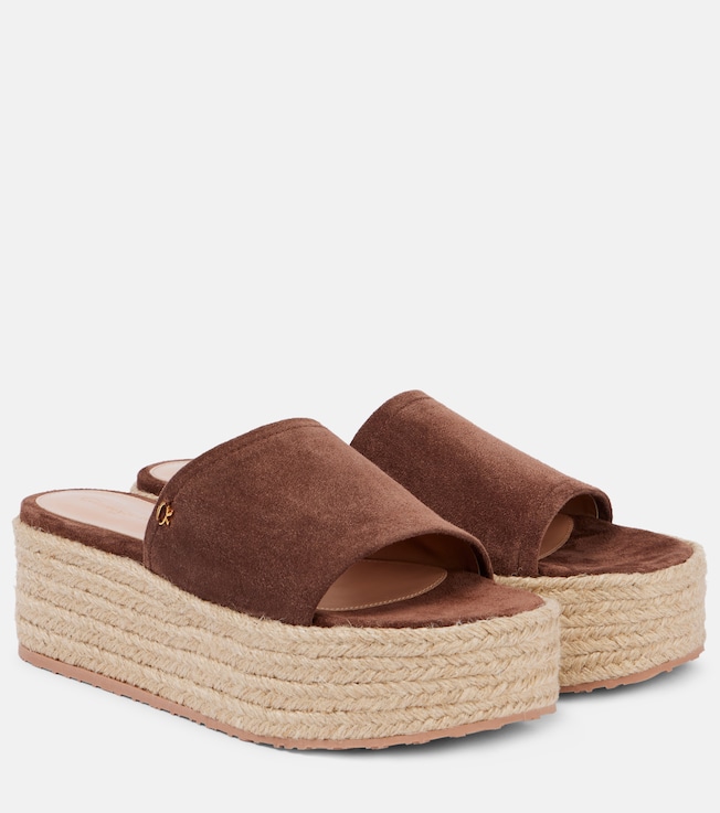 Suede platform espadrille slides | Gianvito Rossi