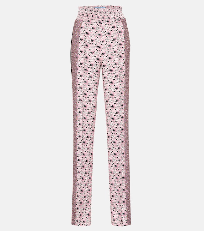 Printed high-rise crêpe pants | Prada
