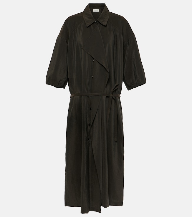 Gathered silk-blend shirt dress | Lemaire