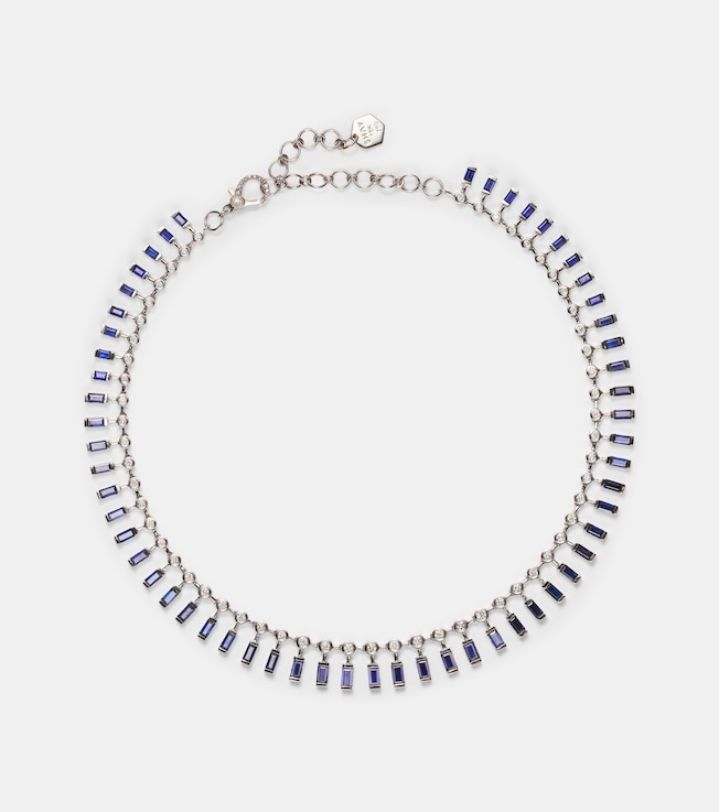 18kt white gold necklace with sapphires and diamonds | Shay Jewelry