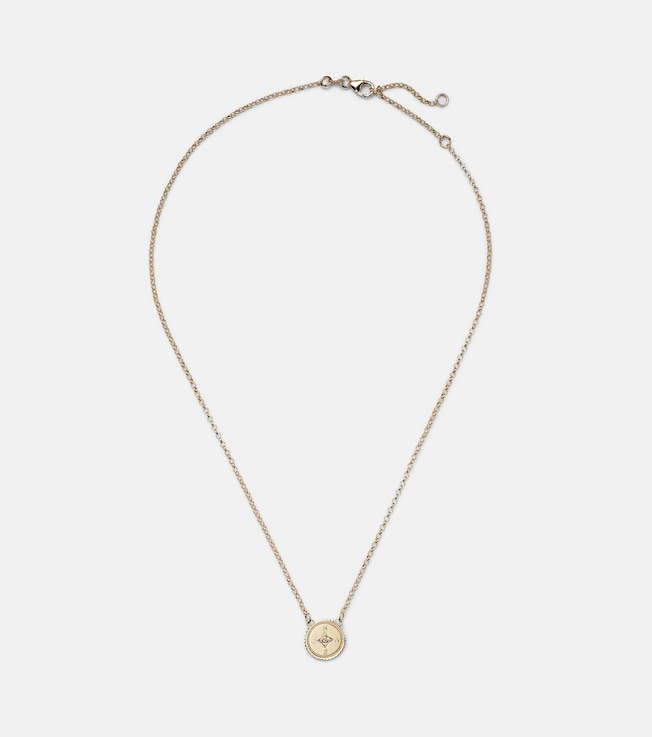 Internal Compass 18kt gold pendant necklace with diamond | FoundRae