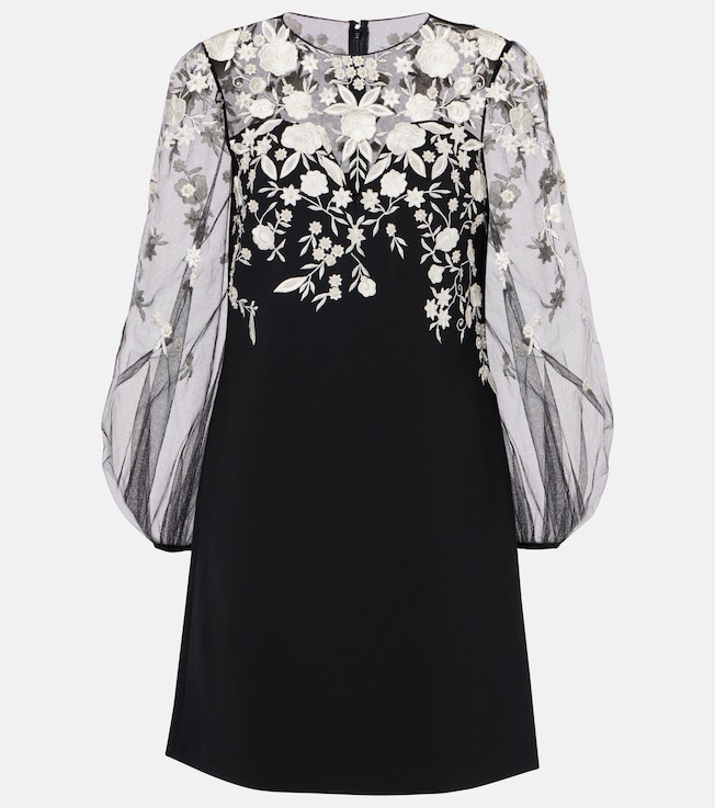 Embroidered puff-sleeve minidress | Carolina Herrera