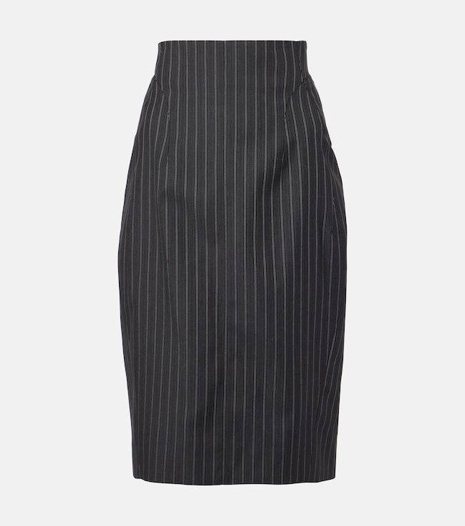 Pinstripe wool-blend midi skirt | Mugler
