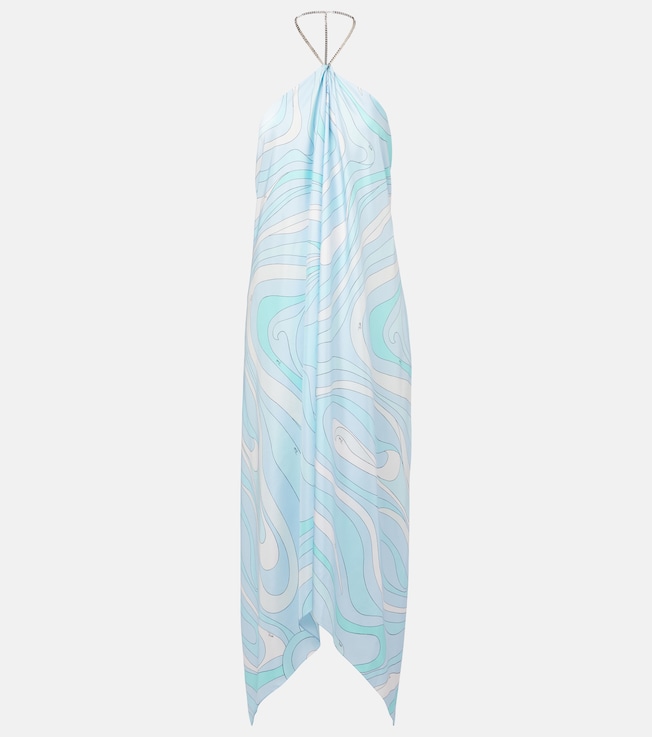 Marmo asymmetric silk twill midi dress | Pucci
