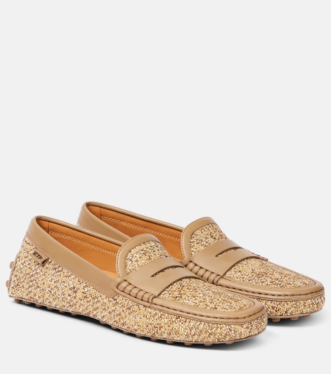 Gommino leather-trimmed tweed driving shoes | Tod's