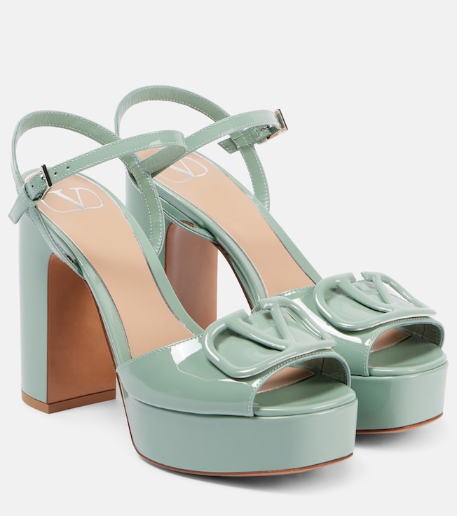 VLogo Signature patent leather platform sandals | Valentino Garavani